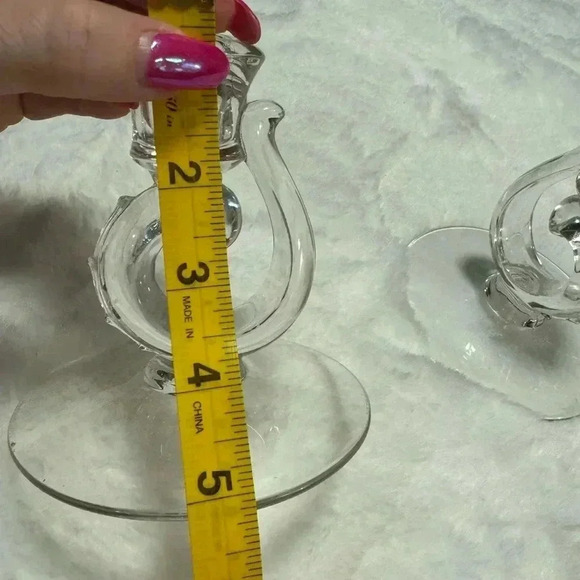 VTG Fostoria Depression Glass Candlestick Holders Beaded Glam Cottagecore EUC - Picture 9 of 9
